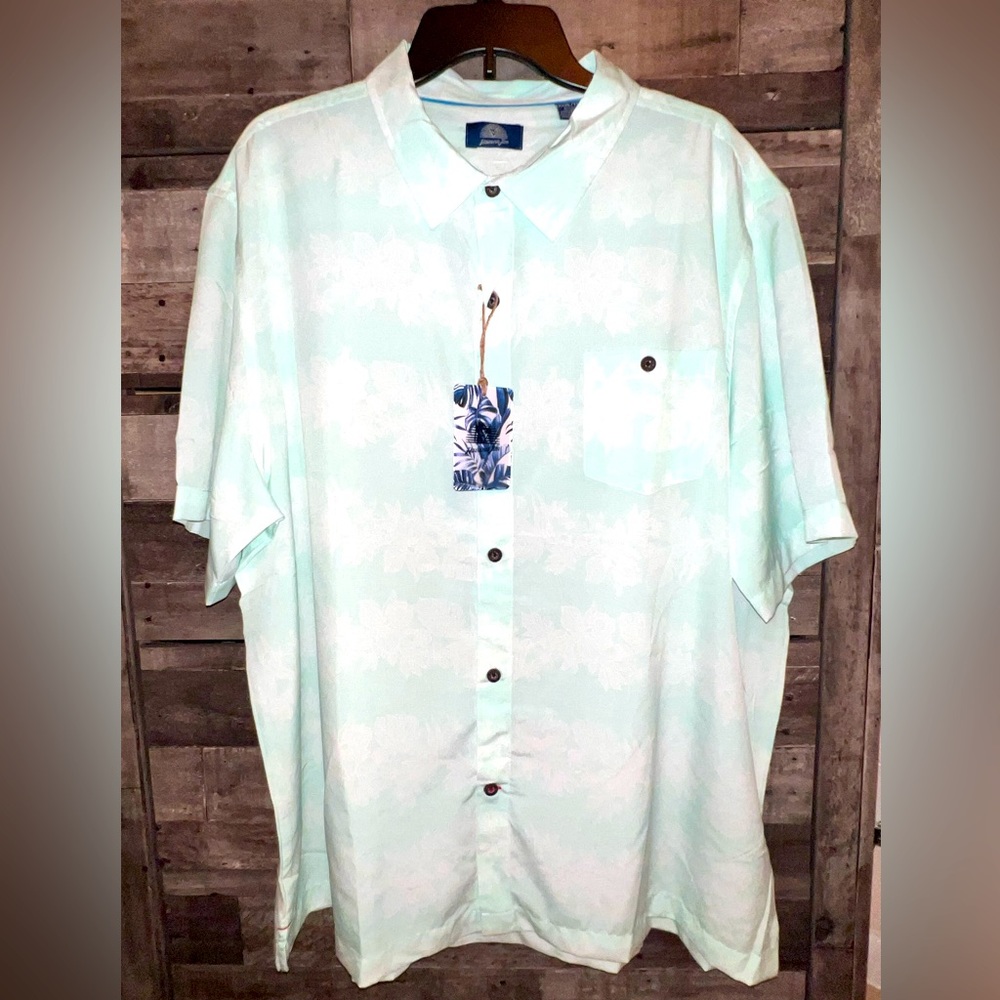NWT- Havana Jim Hawaiian Shirt Mens Green Short Sleeve Button Up Floral-  3XL
